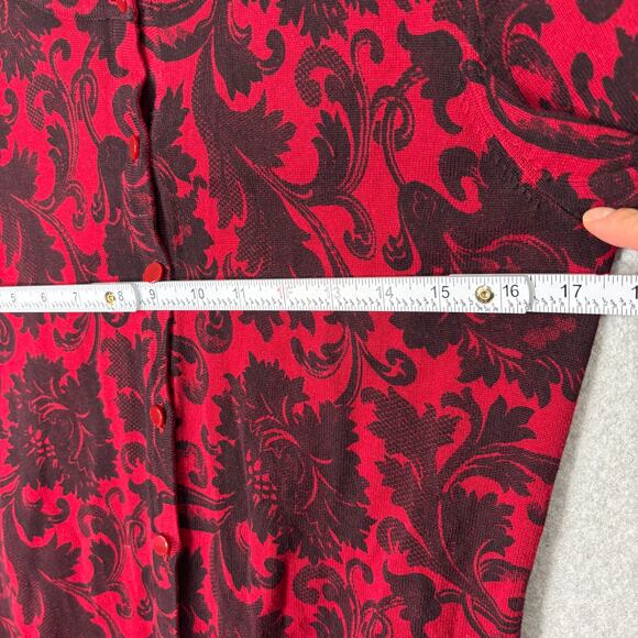 Talbots Cardigan Sweater Womens Small Red Black Paisley Career Church Classic - Picture 8 of 10